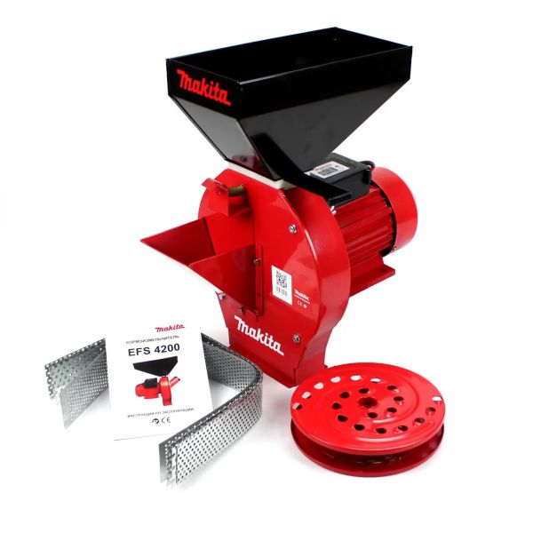 Зернодробилка + млин Makita EFS 4200 4.2 кВт, 280 кг/год. Кормоподрібнювач Макіта для зерна і качанів кукурудзи