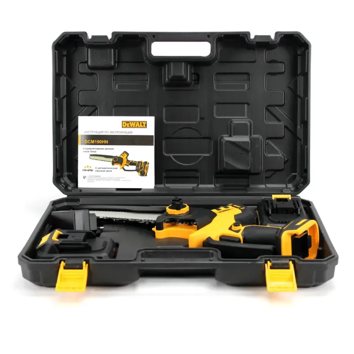 Акумуляторна безщіткова міні-пила DeWalt DCM190HN (24В, 5Аh, шина 20 см) з індикатором заряду