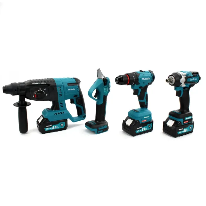 Набір 6в1 АКБ Makita 36V (Перфоратор + Шуруповерт ударний + УШМ + Гайковерт + Секатор + Міні-пила)