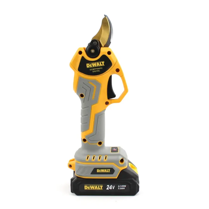 Акумуляторний секатор DeWalt DCMPP560P2 Digital (24V, 5Ah) — АКБ секатор Деволт з екраном
