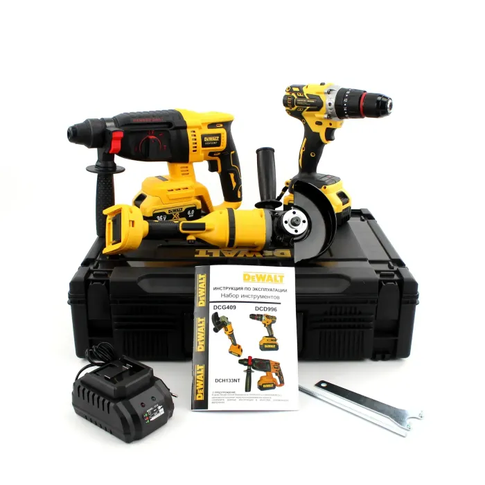 Набір 3в1 АКБ DeWalt 36V Шуруповерт УШМ Перфоратор